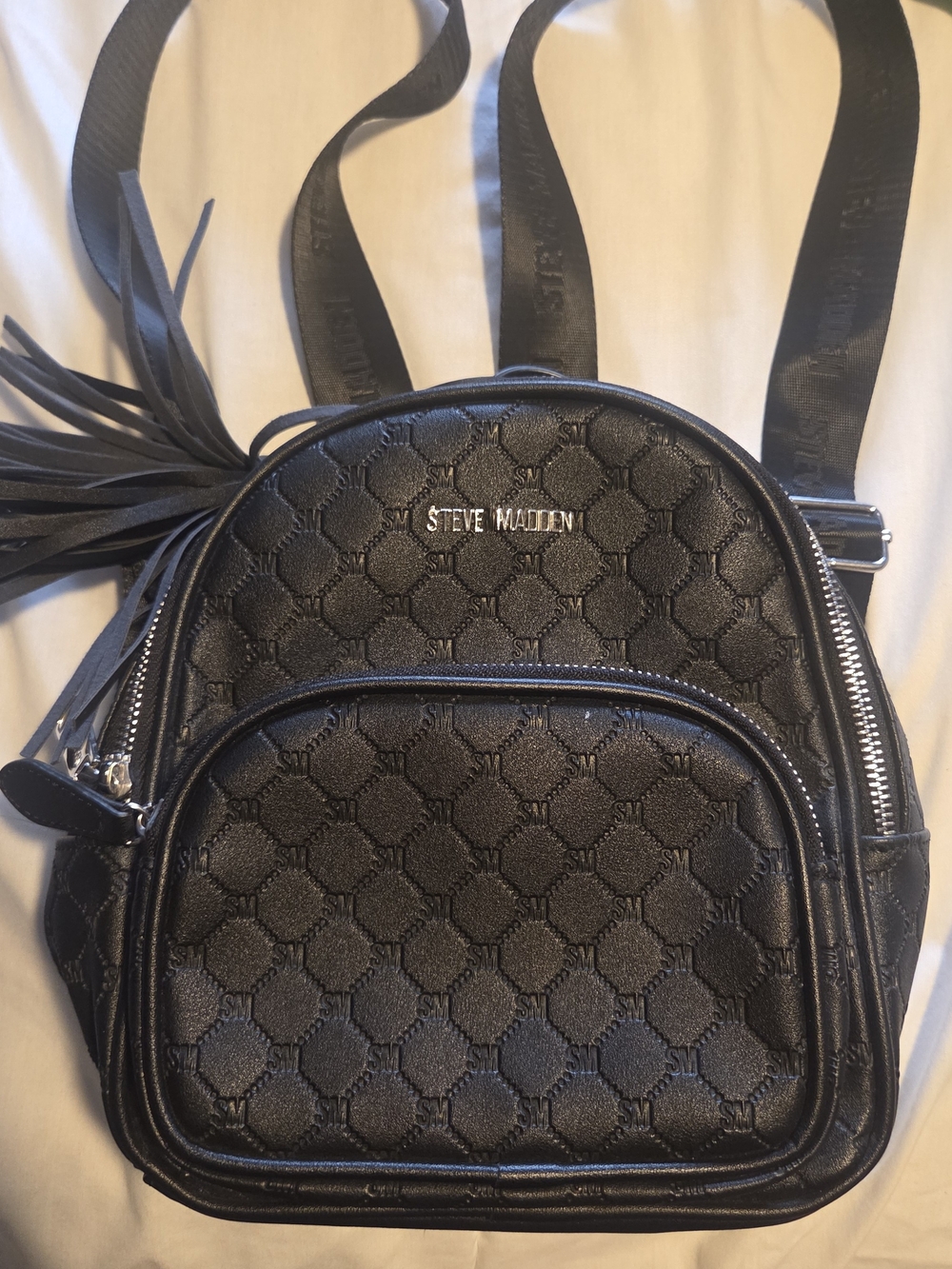 Steve Madden Black Quilted Mini Backpack